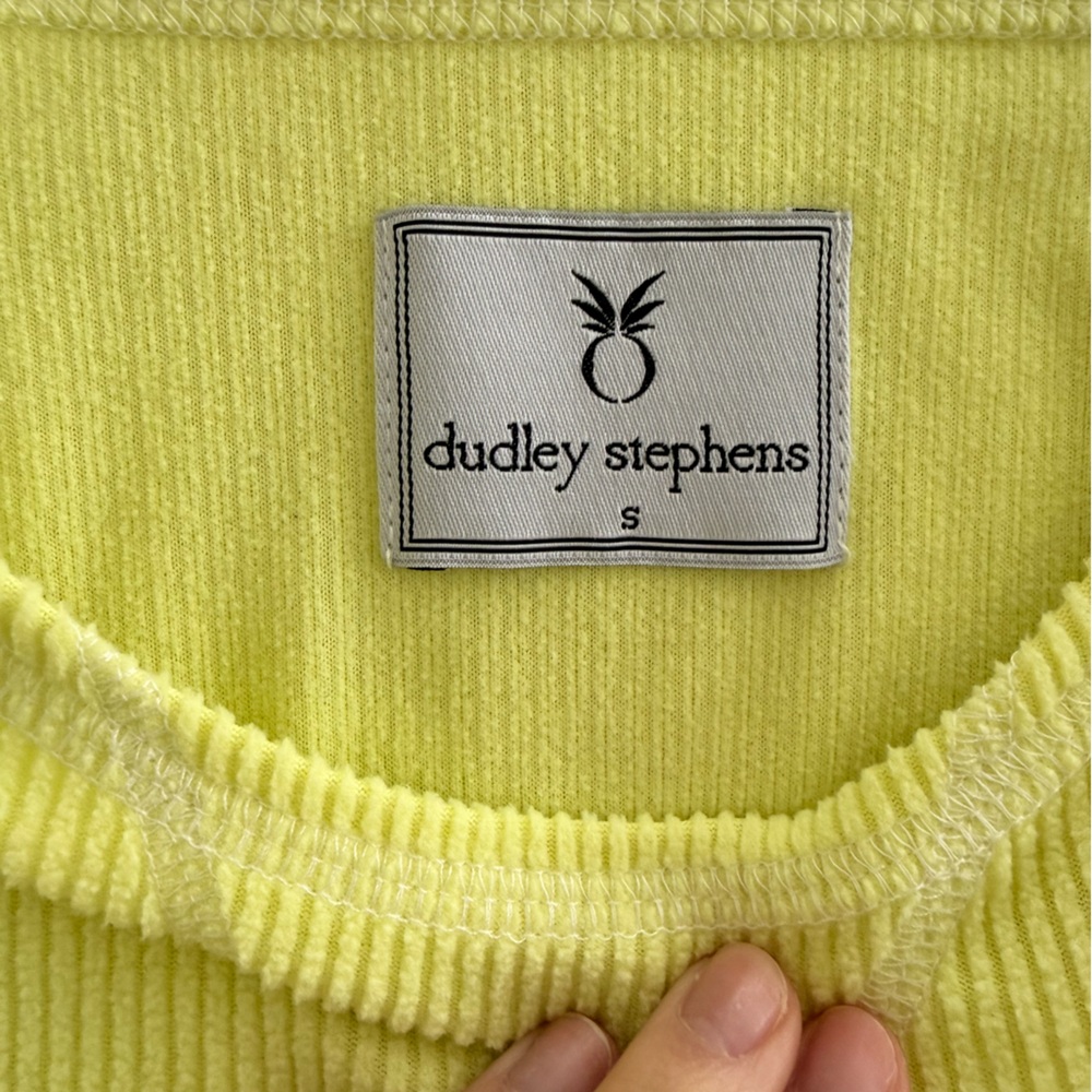 Dudley Stephens Bright Yellow Somerset Sweatshirt in Ribbed Fleece - Picture 3 of 4